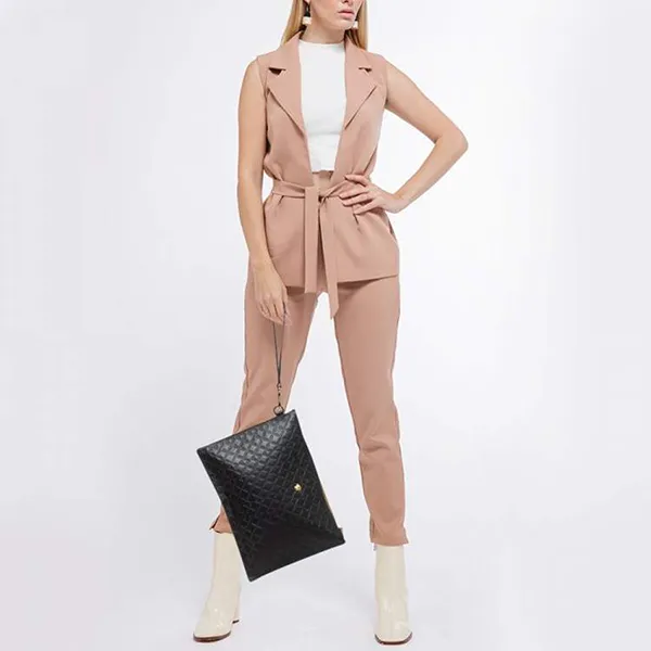 Túi Cầm Tay Versace Monogram Embossed Leather Medusa Zip Pouch Màu Đen