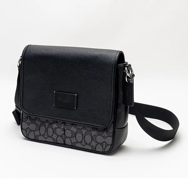 Túi Đeo Chéo Nam Coach Sprint Map Bag Signature Charcoal Black Màu Đen