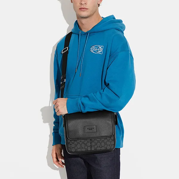 Túi Đeo Chéo Nam Coach Sprint Map Bag Signature Charcoal Black Màu Đen