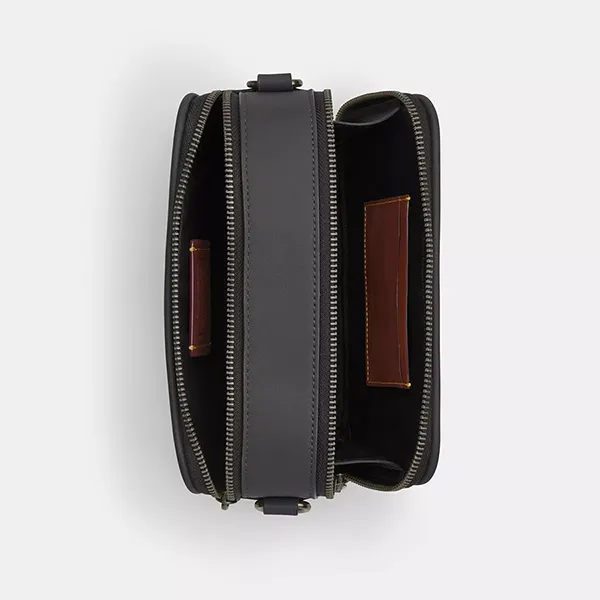 Túi Đeo Chéo Nam Coach Wyatt Crossbody Bag In Signature Canvas CW365 Gunmetal Màu Xám