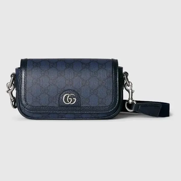 Túi Đeo Chéo Nam Gucci GG Ophidia Super Mini Shoulder Bag Canvas Màu Xanh Đậm