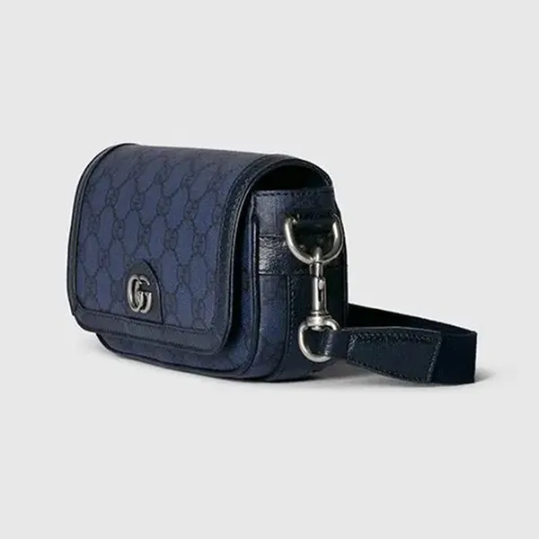 Túi Đeo Chéo Nam Gucci GG Ophidia Super Mini Shoulder Bag Canvas Màu Xanh Đậm