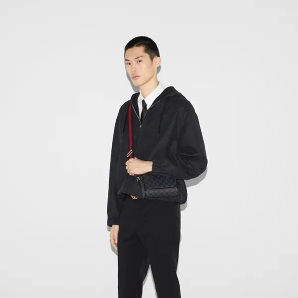 Túi Đeo Chéo Nam Gucci GG Super Mini Bag Black 791741-FADJA-1042 Màu Đen Xám