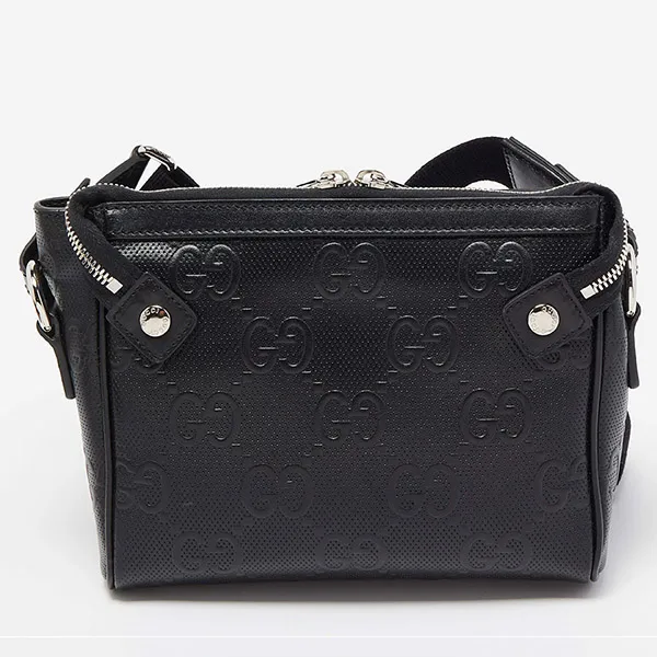 Túi Đeo Chéo Nam Gucci Guccissima Perforated Leather Crossbody Bag Màu Đen