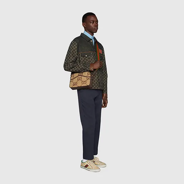 Túi Đeo Chéo Nam Gucci Jumbo GG Messenger Camel Ebony 675891 UKMDG 2570 Màu Nâu