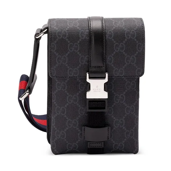 Túi Đeo Chéo Nam Gucci Super Mini GG Messenger Bag Màu Đen Xám