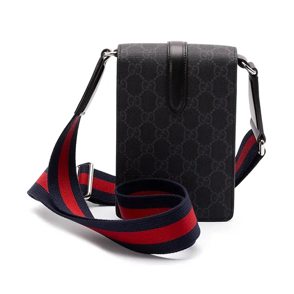 Túi Đeo Chéo Nam Gucci Super Mini GG Messenger Bag Màu Đen Xám