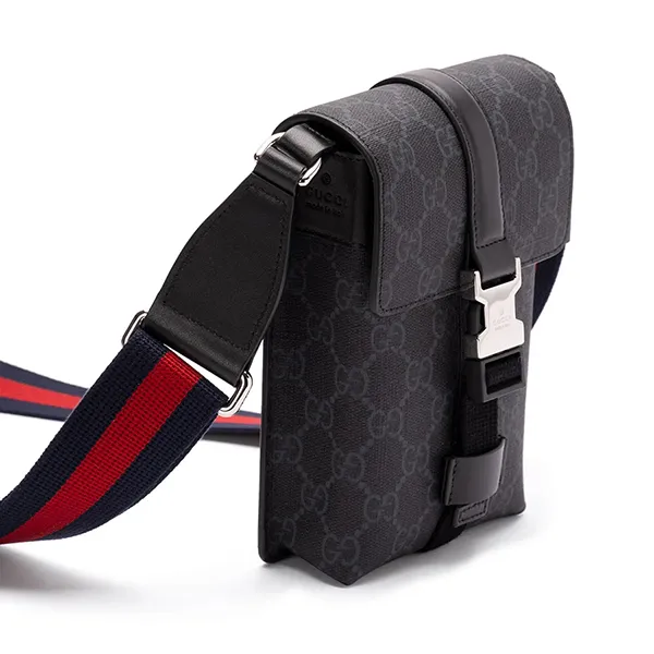 Túi Đeo Chéo Nam Gucci Super Mini GG Messenger Bag Màu Đen Xám