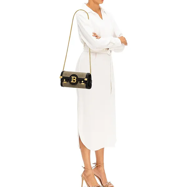 Túi Đeo Chéo Nữ Balmain Bbuzz Pouch 23-Canvas Embossed Monogram Phối Màu