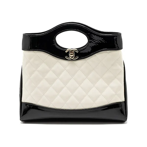 Túi Đeo Chéo Nữ Chanel Mini 31 Bag Patent Black/White LGHW (Microchip) Màu Đen Trắng