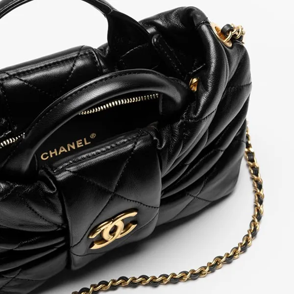 Túi Đeo Chéo Nữ Chanel Mini Bow Bag Shiny Lambskin & Gold Plated Metal Black Màu Đen