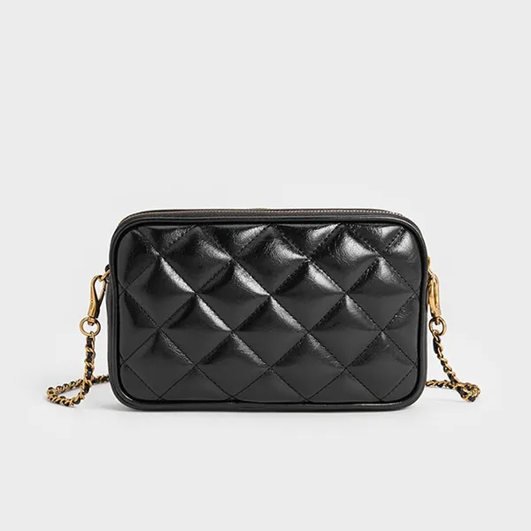 Túi Đeo Chéo Nữ Charles & Keith CNK Mini Apfra Quilted CK2-00151408 Màu Đen