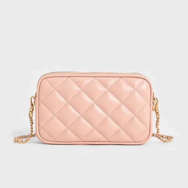 Túi Đeo Chéo Nữ Charles & Keith CNK Mini Apfra Quilted CK2-00151408 Màu Hồng