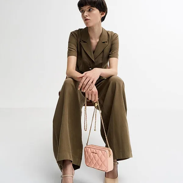 Túi Đeo Chéo Nữ Charles & Keith CNK Mini Apfra Quilted CK2-00151408 Màu Hồng