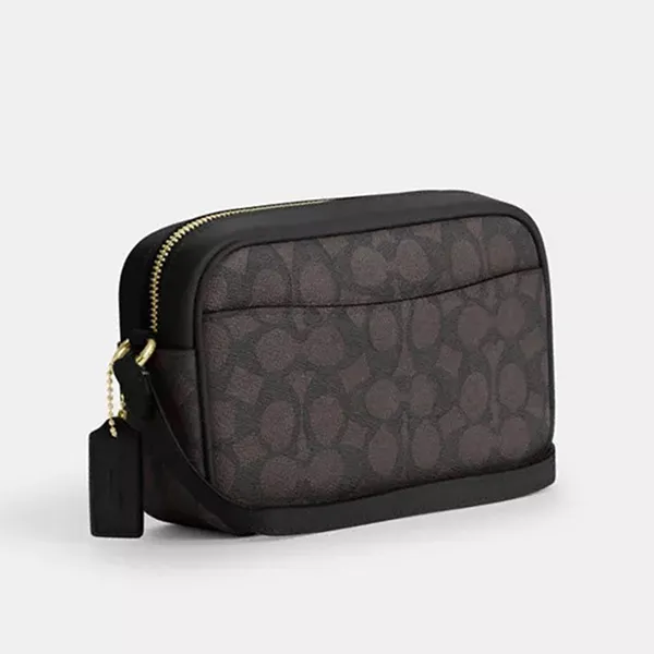 Túi Đeo Chéo Nữ Coach Mini Jamie Camera Bag In Signature Canvas CY752 Màu Nâu Đen