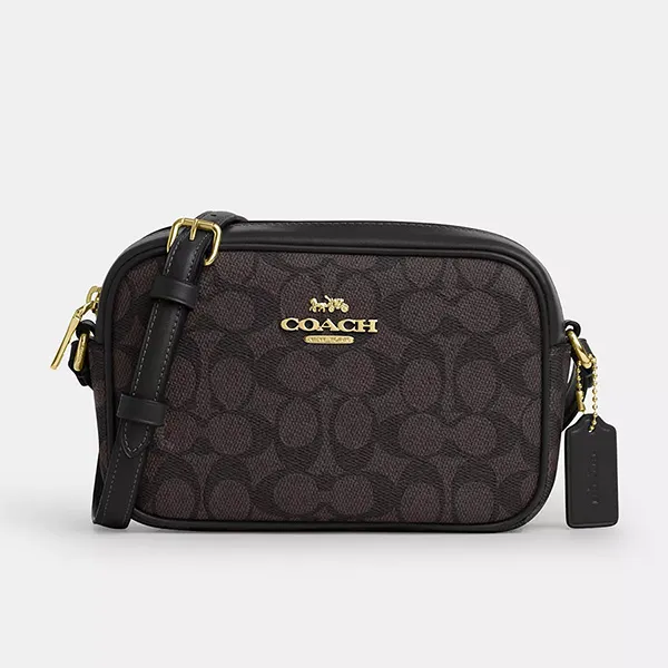 Túi Đeo Chéo Nữ Coach Mini Jamie Camera Bag In Signature Canvas CY752 Màu Nâu Đen