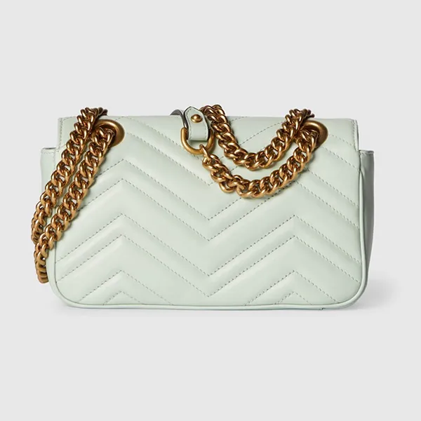 Túi Đeo Chéo Nữ Gucci GG Marmont Matelassé Mini Bag Pale Green 446744-AABZC-3401 Màu Xanh Nhạt