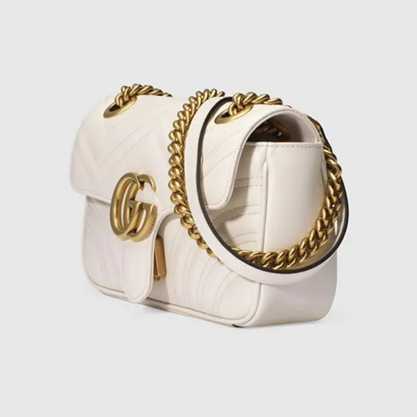 Túi Đeo Chéo Nữ Gucci Marmont Matelassé Mini Bag ‎446744-DTDIT-9022 Màu Trắng Kem