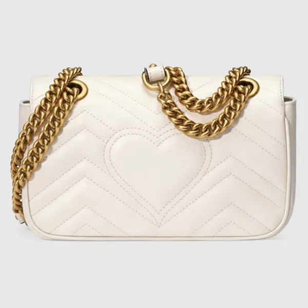 Túi Đeo Chéo Nữ Gucci Marmont Matelassé Mini Bag ‎446744-DTDIT-9022 Màu Trắng Kem