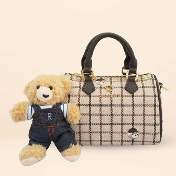 Túi Đeo Chéo Nữ Guoo Bear Bag GU1176-49290 Màu Nâu Kẻ S