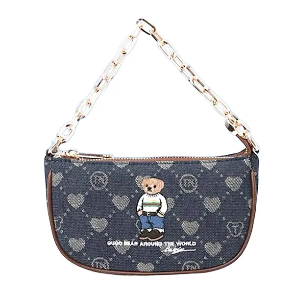 Túi Đeo Chéo Nữ Guoo Bear Royal Blue Jacquard Heart Crossbody Bag GO-2015-28220 Màu Xanh Blue
