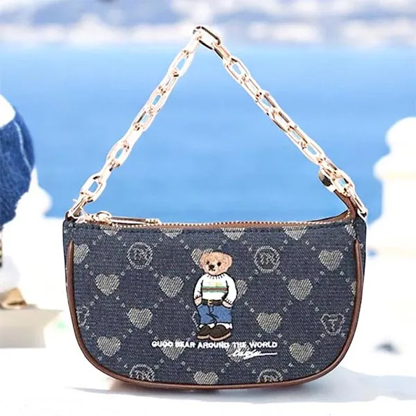 Túi Đeo Chéo Nữ Guoo Bear Royal Blue Jacquard Heart Crossbody Bag GO-2015-28220 Màu Xanh Blue