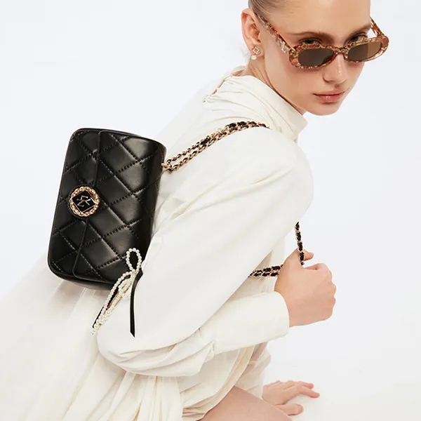 Túi Đeo Chéo Nữ Lyn Nico S Crossbody Bag - Black L25FBWA089 Màu Đen