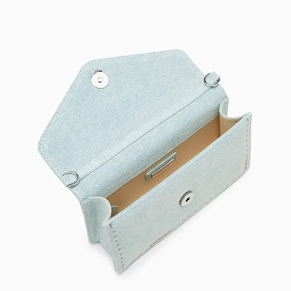 Túi Đeo Chéo Nữ Lyn Re-Edit Stitched Wallet On Chain - Light Blue L25FWWA022 Màu Xanh Blue