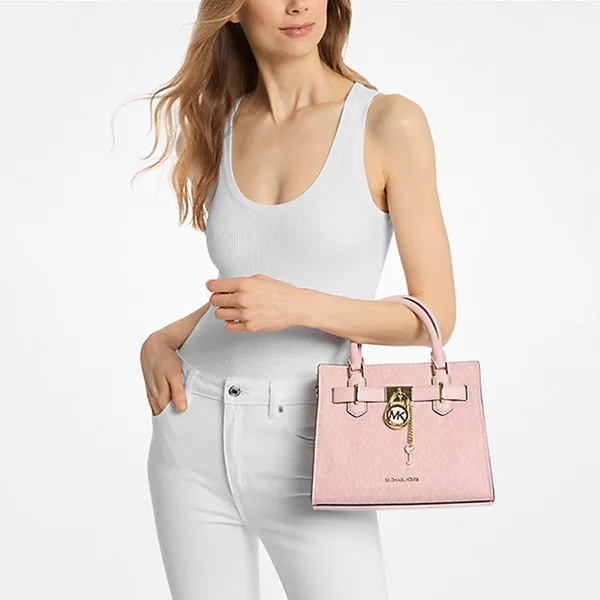 Túi Xách Nữ Michael Kors Hamilton Small Signature Logo Satchel 35S4GHMS1B Màu Hồng