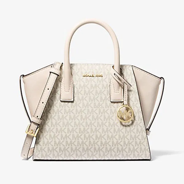 Túi Đeo Chéo Nữ Michael Kors MK Avril Small Logo and Leather Satchel 35F1G4VM2B Màu Trắng Kem