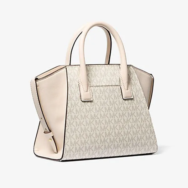 Túi Đeo Chéo Nữ Michael Kors MK Avril Small Logo and Leather Satchel 35F1G4VM2B Màu Trắng Kem