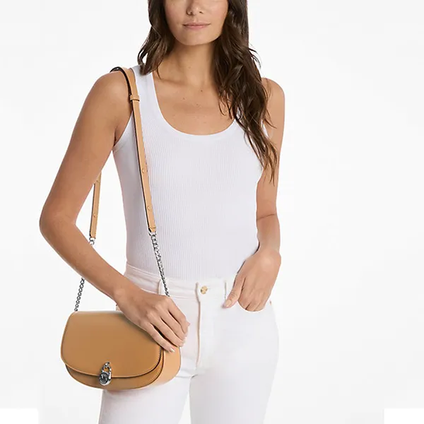 Túi Đeo Chéo Nữ Michael Kors MK Mila Medium Leather Messenger Bag 35T5SIMM8L Màu Nâu