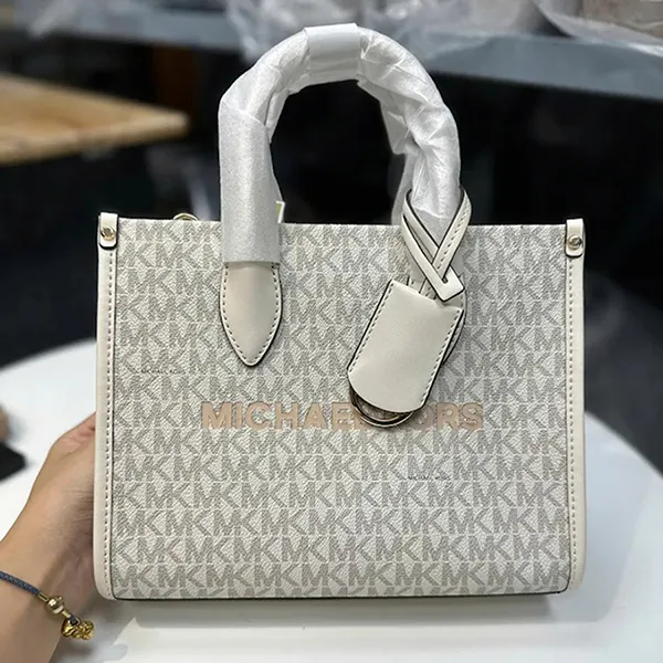 Túi Đeo Chéo Nữ Michael Kors MK Mirella Small Signature Logo Crossbody Bag Màu Xám Trắng