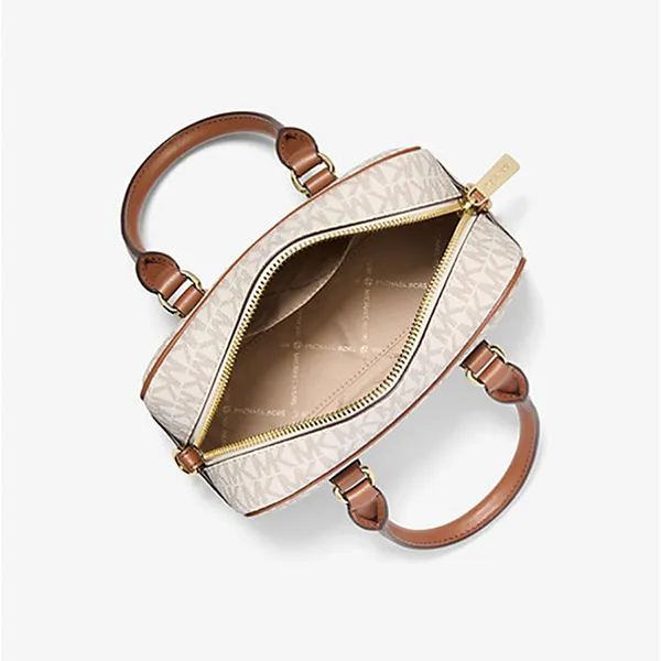 Túi Đeo Chéo Nữ Michael Kors MK Thompson Extra-Small Signature Logo Convertible Satchel 35F5G7OC0B Vanilla Màu Nâu Trắng