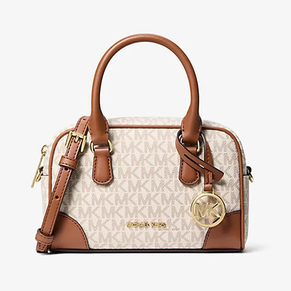 Túi Đeo Chéo Nữ Michael Kors MK Thompson Extra-Small Signature Logo Convertible Satchel 35F5G7OC0B Vanilla Màu Nâu Trắng