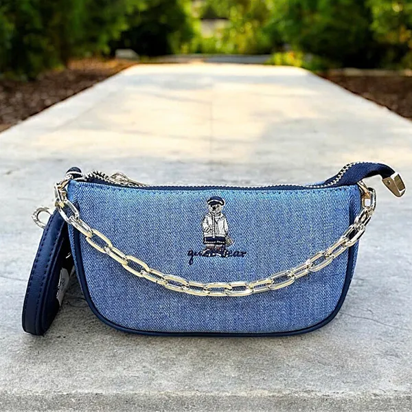 Túi Đeo Vai Nữ Guoo Bear GU1124 Gujia Moroccan Bear Black Crossbody Bag Màu Xanh