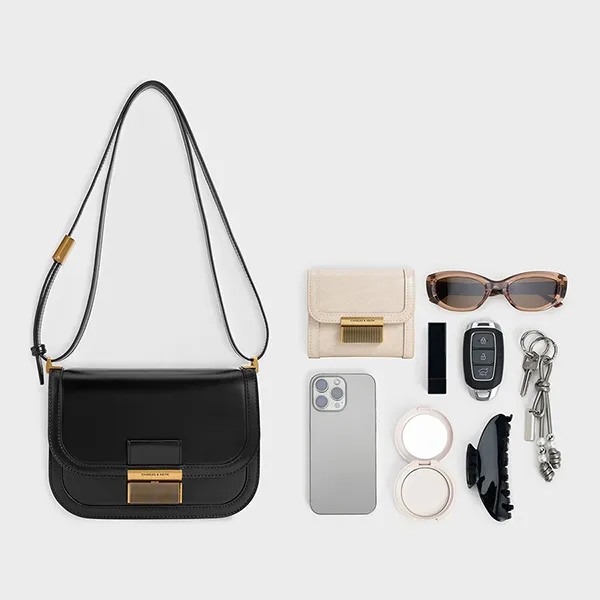 Túi Đeo Vai Nữ Charles & Keith CNK Charlot Bag Black CK2-80782444 Màu Đen