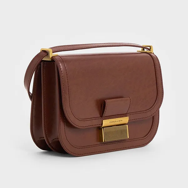Túi Đeo Vai Nữ Charles & Keith CNK Charlot Bag Dark Brown CK2-80782444 Màu Nâu
