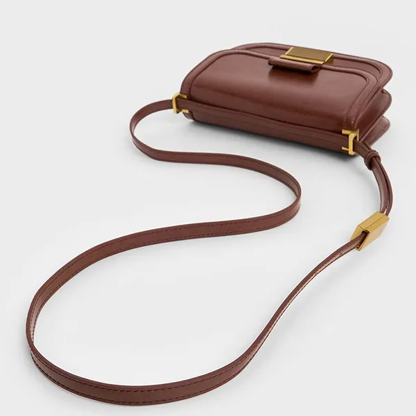 Túi Đeo Vai Nữ Charles & Keith CNK Charlot Bag Dark Brown CK2-80782444 Màu Nâu