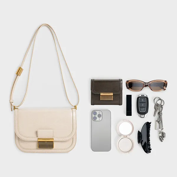 Túi Đeo Vai Nữ Charles & Keith CNK Charlot Bag Oat CK2-80782444 Màu Kem
