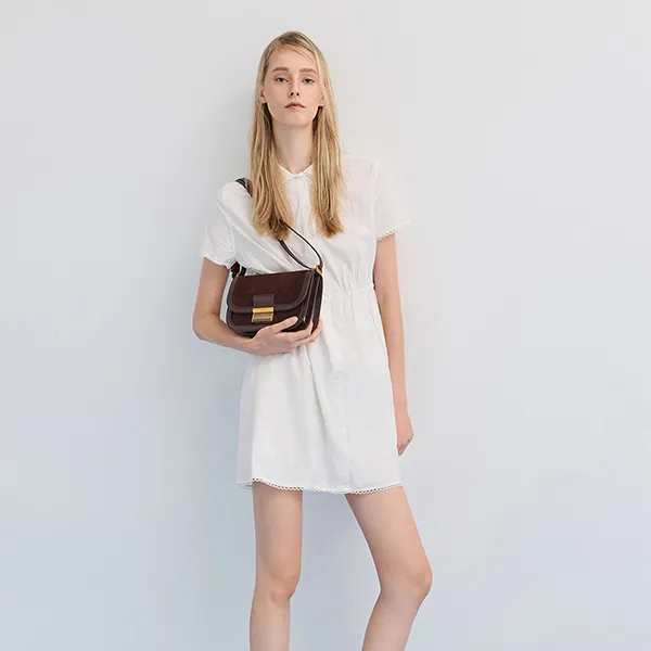 Túi Đeo Vai Nữ Charles & Keith CNK Charlot Recycled Suede Bag Espresso Brown CK2-80782444-3 Màu Nâu Đậm