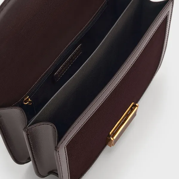 Túi Đeo Vai Nữ Charles & Keith CNK Charlot Recycled Suede Bag Espresso Brown CK2-80782444-3 Màu Nâu Đậm