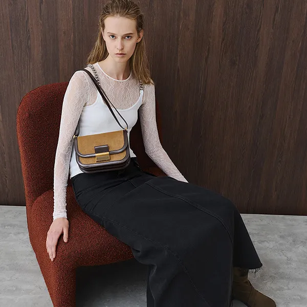 Túi Đeo Vai Nữ Charles & Keith CNK Charlot Recycled Suede Bag Sahara Sand CK2-80782444-3 Màu Nâu