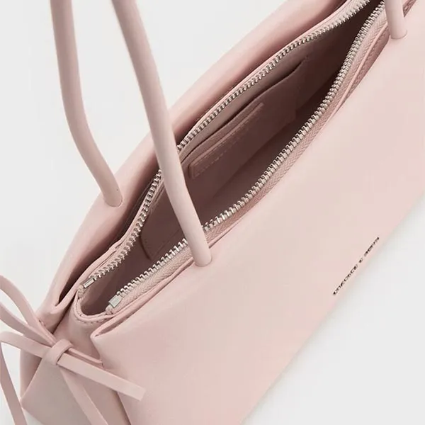 Túi Đeo Vai Nữ Charles & Keith Hazel Bow Elongated Trapeze Shoulder Bag Soft Pink CK2-20160193_SFT.PK Màu Hồng
