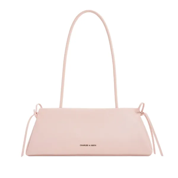 Túi Đeo Vai Nữ Charles & Keith Hazel Bow Elongated Trapeze Shoulder Bag Soft Pink CK2-20160193_SFT.PK Màu Hồng