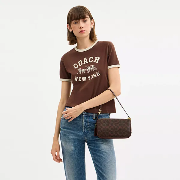 Túi Đeo Vai Nữ Coach Plaza Bag In Signature Canvas CCC42 Màu Nâu