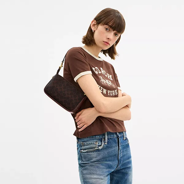 Túi Đeo Vai Nữ Coach Plaza Bag In Signature Canvas CCC42 Màu Nâu