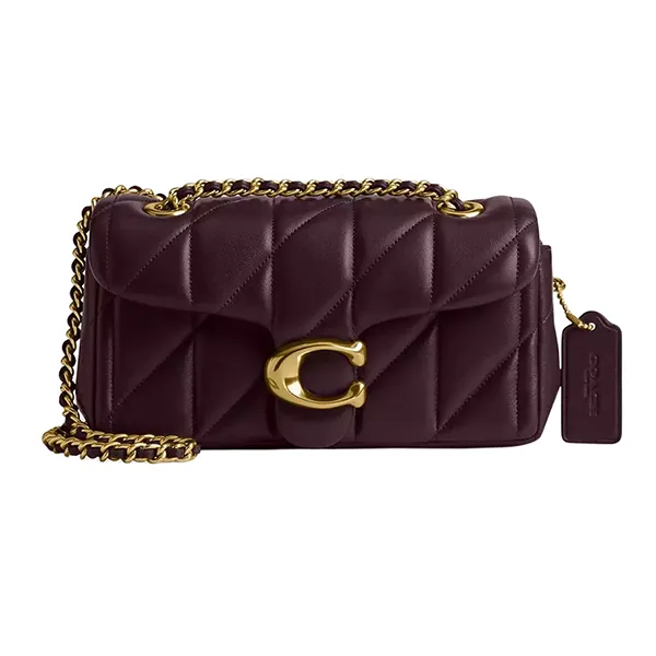 Túi Đeo Vai Nữ Coach Tabby Shoulder Bag 20 With Pillow Quilting CP149 Brass/Black Currant Màu Đỏ