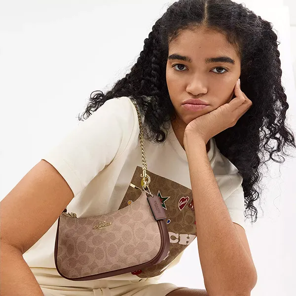 Túi Đeo Vai Nữ Coach Teri Mini Crossbody Bag In Signature Canvas CW323 Tan/Brown Màu Nâu