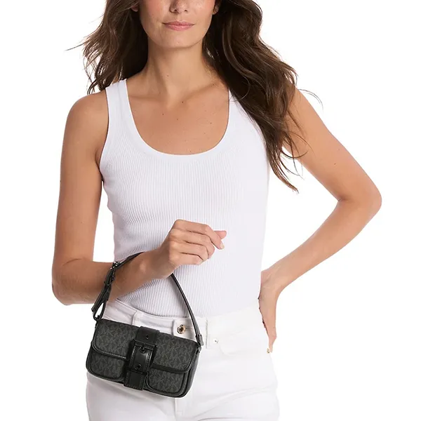 Túi Đeo Vai Nữ Michael Kors MK Colby Extra-Small Signature Logo Shoulder Bag Màu Đen